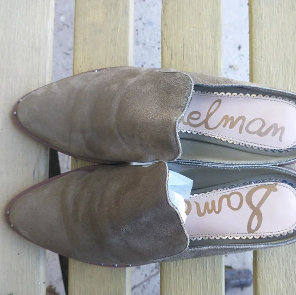 Sam Edelman Olive Suede Llewellyn Studded Mules Flats Size 6 - Picture 6 of 6